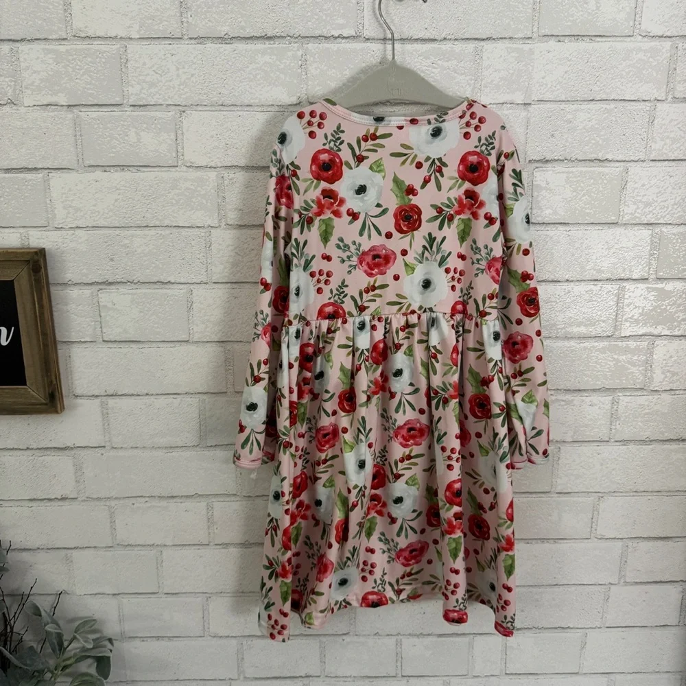 Boutique Toddler Girls Long Sleeve Flowered Dress